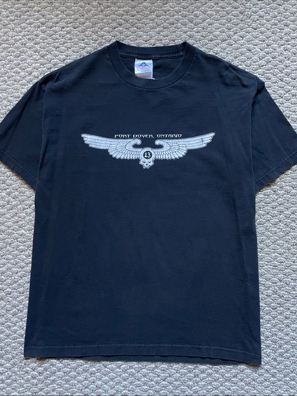 Y2K Port Dover motorcycle skull t shirt